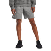 Under Armour Rival Fleece Shorts for Men - Castlerock Light Heather/White - L