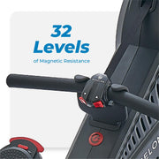 Echelon Row-S Foldable Indoor Rowing Machine with 22-Inch Rotating HD Touchscreen, Bluetooth Handlebar Resistance, 32 Magnetic Levels, Low-Impact Full-Body Workout, Black