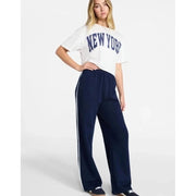 No Boundaries Lace Trim Fleece Pants, 30.5 Inseam, Womens XL 16-18 Dark Navy