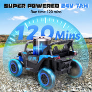 Osoeri 24V Kids Ride On Car UTV, 7Ah Remote Control Ride On Toys for 3-8 Years, Blue - Bluetooth Enabled