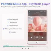 Oilsky M303 Pro MP3 MP4 Player, 80GB, 4in IPS Touchscreen, Bluetooth 5.0, WiFi, Speaker, FM Radio, Sound Recorder, Supports Up to 512GB Micro SD, Pink
