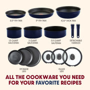 T-fal L816SE74 Ingenio Expertise 14 Piece Nonstick Cookware Set, Blue
