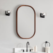Signature Hardware Sylvaine Bathroom Mirror, Flat Wood Frame, True Walnut, 22in W x 36in H