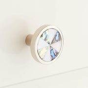 Signature Hardware EH.MOP-D101-11/4-WHTGRN.PNL White/Green Mother of Pearl/Brass Round Knob, 1-1/4