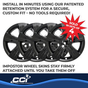 Coast2Coast Impostor Automotive Wheel Cover, 17 Inch, 5 Spokes, Snap-On, Gloss Black, ABS Plastic, Set of 4, IWCIMP373BLK