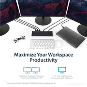 StarTech.com Triple 4K USB-C Laptop Docking Station, 60W Power Delivery, 3 Video Outputs (2 DisplayPort, 1 HDMI), 5 USB 3.0 Ports, Gigabit Ethernet, Audio Jacks, Black & Space Gray, DK30CH2DPPD
