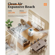 AIRFIRE H13 True HEPA Air Purifier, Quiet 22 dB Operation, Covers Up to 1300 Sq Ft, Activated Carbon Filter, 3 Fan Speeds, Timer, Aromatherapy, AP205