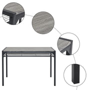 Ktaxon Dinner Table Set for 4 With 2 Chairs With Backrest And Bench With Storage Rack, Gray
