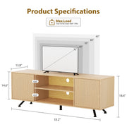 THAILE TV Stand, Carbon Fiber Finish, Glass Shelves, Entertainment Center for TVs up to 75 in