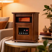 Airo Comfort Electric Infrared Space Heater, 1500W Quartz Heater, Adjustable Thermostat, Remote Control, Child Safety Lock, Light Finish