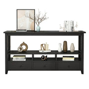 Ktaxon Modern Long Console Table with 3 Drawers, Black
