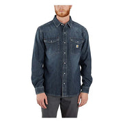Carhartt Men's Montana Denim Relaxed Fit Long Sleeve Button-Up Shirt, Wyatt, X-Large Tall, 106429
