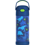 Thermos Kids Stainless Steel Funtainer Water Bottle with Straw, Leak-Proof, Dinosaur Design, 14 oz, F40524DN4