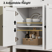 Homfa Farmhouse Kitchen Sideboard, 4-Doors 2-Drawers Wood Buffet Cabinet with Adjustable Shelves, White