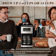 Havato 14-Cup Drip Coffee Maker, Stylish Compact Silver Coffee Machine with One-Click Operation, Energy Efficient, CM9451-ULZYP