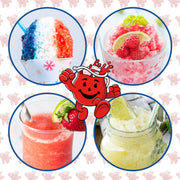 Nostalgia Kool-Aid Snow Cone Maker, Electric Ice Shaver with 64-Ounce Capacity, Safety Push-Down Handle, 4 Reusable Cones, Ice Scoop, Side Shelves, Red White Blue