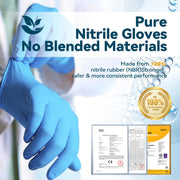 KLIZZA Blue Nitrile Disposable Gloves, Latex-Free, Powder-Free, Food-Grade, Textured Fingertips, Small, 1000 Count
