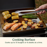 Cuisinart 17-in Tabletop Gas Griddle with Hood, 255 sq in Carbon Steel Cooking Surface, Portable Outdoor Flat-Top Grill, Black, CGG-9236