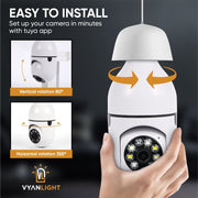 VYANLIGHT 4MP Dome Security Camera, 360 Panoramic Pan-Tilt-Zoom, 2K Full-Color Night Vision, Motion Detection Audible Alarm, 64GB SD Card, White, VL-LBSC-701