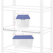 Hefty HI-RISE 72 Quart Large Latching Clear Plastic Storage Bin with Stackable Blue Lid