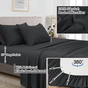 PHF 7 Pieces Queen Comforter Set Lightweight Reversible Botanical Bedding Black