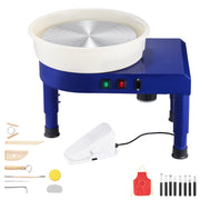 KFFKFF 14-Inch Pottery Wheel with Adjustable Speed, Foot Pedal Control, Height-Adjustable Legs, Detachable Basin, Complete 16-Piece Tool Kit, Blue, LSFD-515