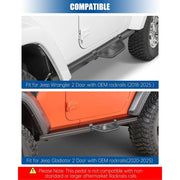 ChengXin Rock Rails Side Steps Running Boards, High-Strength Galvanized Steel, Black, Fit for 2018-2025 Jeep Wrangler 2 Door and 2020-2025 Gladiator 2 Door