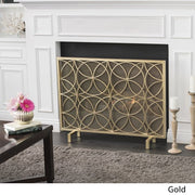 Noble House Emmilou Single Panel Fireplace Screen, Gold - Material: Iron