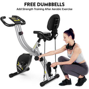 Pooboo X42801 Exercise Bike Folding Stationary Cycling Bicycle Indoor Upright Workout Exercise Bike with LCD Monitor Maximum Weight 300lb (Black)