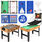 GVDV 13-in-1 Multi Game Table, Combo Game Table with Foosball, Billiards, Air Hockey, Shuffleboard, Basketball, Bowling, Table Tennis, Chess, Off-White