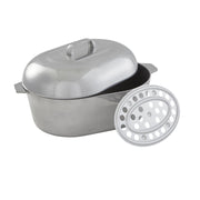 Imusa 18 Inch Heavy Duty Large Cajun Oval Aluminum Roaster, Silver