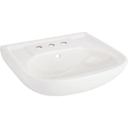 Signature Hardware Rainsville 23in Porcelain Wall-Mounted Bathroom Sink, White, 3 Faucet Holes at 8in Centers, Overflow, 953839-8
