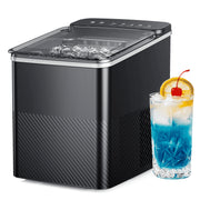 Simzlife Ice Maker Countertop, Fast 9 Bullet Cubes in 6 Mins, 26 lb Daily Capacity, Self-Cleaning, Auto-Stop Sensor, Two Ice Sizes, Black, ZX-IM021-B-S