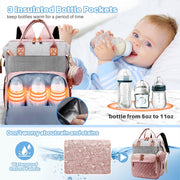 Morfone Baby Diaper Bag Backpack, Multifunction Waterproof Large Capacity with USB Charging Port, Stroller Straps, Pacifier Case, Unisex Gray