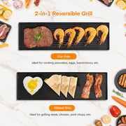 Fohere DR-995M Electric Indoor Raclette Table Grill, 1400W, Flexible Rotating Design, Reversible Nonstick Plate, Black, Serves 8, Includes 8 Warming Trays