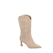 Madden NYC Women's Faux Suede Heeled Western Booties, Sand, Medium Width, Sizes 6-11, 3-Inch Stiletto Heel