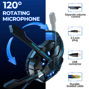 Veatool G9000 Gaming Headset With Mic, 7.1 Stereo Surround Sound, Noise-Canceling Microphone, Black