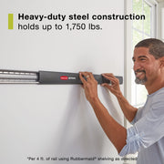 Rubbermaid FastTrack Garage Storage System, 20-Piece Kit with 5 Steel Rails and 15 Locking Hooks, Black, 1910371