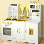 iYofe LEM-10 Play Kitchen Kids Kitchen Playset with Real Sounds, 18 Accessories, Large Operation Area