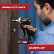 Hyper Tough 6060 20V Brushless Cordless Impact Wrench, 350 ft-lbs Torque, 3-Speed, 1/2-Inch Drive, Black and Red