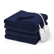 Sunbeam 13711 Electric Heated Bed Blanket Navy Soft Microplush 12 Heat Settings King 90 x 100