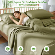 AiAngu Bamboo California King Sheet Set, Luxury Soft 4 Pieces with 16in Deep Pocket, Sage Green, AIABMSJTCKSG