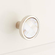 Signature Hardware 443826 Kumano Round White Mother of Pearl Cabinet Knob, Polished Nickel
