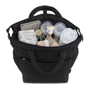 Baby Boom Puffer Backpack Diaper Bag Tote, Large, Black, Convertible with PEVA-Lined Changing Pad