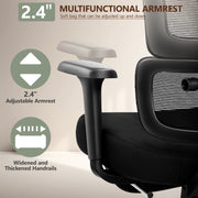Coolhut Ergonomic Office Chair, Big and Tall, Adjustable Lumbar Support, 3D Headrest, Flip-Up Armrests, Retractable Footrest, Breathable Mesh, High Back, Black