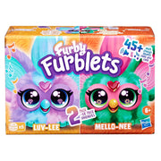 Hasbro Furby Furblets Mini Friends 2-Pack, Luv-Lee and Mello-Nee, Interactive Plush Toys with 45+ Sounds, Red/Green and Purple/Blue, 2-Inch with Keychain Clips
