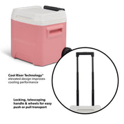 Igloo 16 QT Laguna Wheeled Hard-Sided Ice Chest Cooler, Coral Pink, 35251