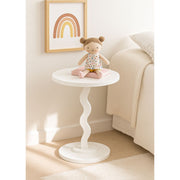 Mainstays Kids Wood Wavy Nightstand Side Table, Durable Rubberwood, Water-Resistant Satin Finish, White, 15.75 in