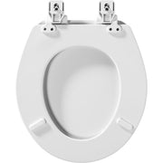 Mayfair 257SLOW 000 Lannon Slow Close Round Enameled Wood Toilet Seat in White Adjustable and Never Loosens