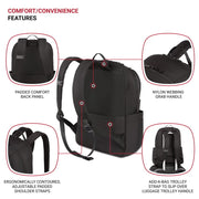 SWISSGEAR Bloom Laptop Backpack, Compact Lightweight with Padded Velvet Laptop Compartment, Black, 17.75 in